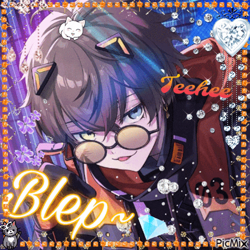 a picture of a boy with glasses and the word blep on it