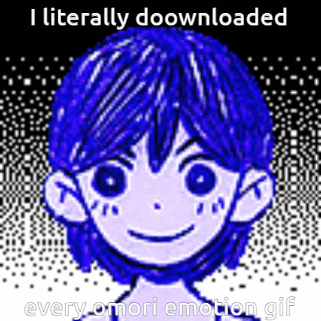 a cartoon character with blue hair and a smile on his face .