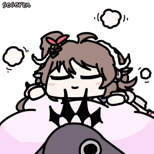a cartoon drawing of a girl sleeping on a pillow
