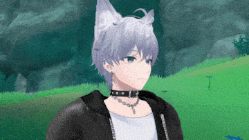 a cartoon character wearing a choker and ear cuffs