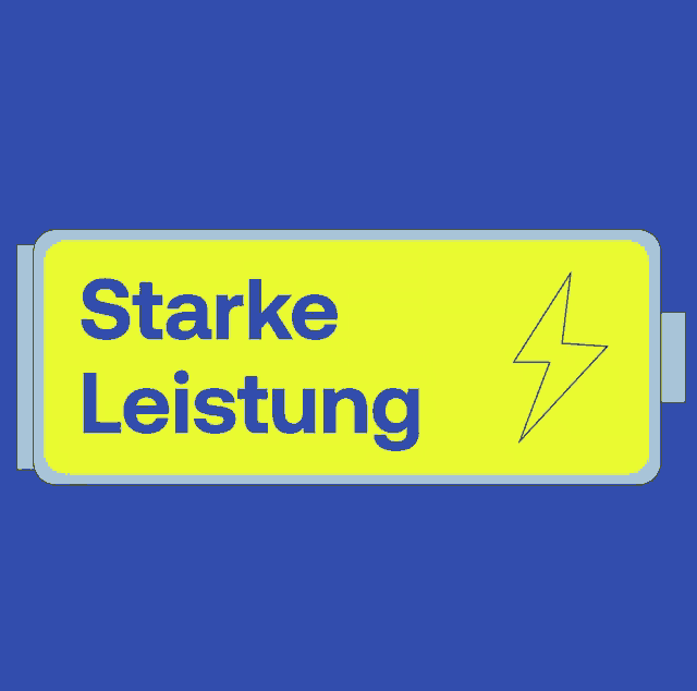 a sign that says starke leistung with a lightning bolt