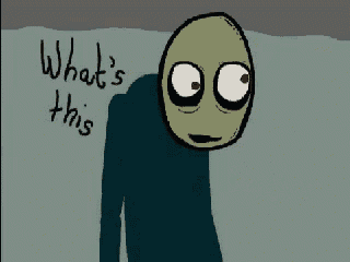 a cartoon character says what 's this on the bottom right