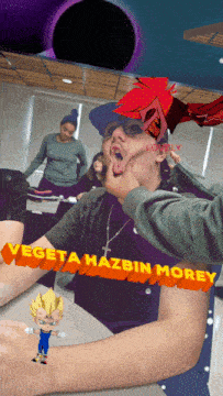 a picture of a person with vegeta hazbin morey on it