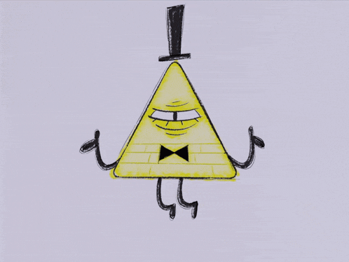 a drawing of bill cipher from gravity falls with arms and legs