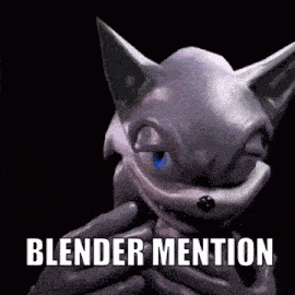 a picture of a cartoon character with the words blender mention written below it