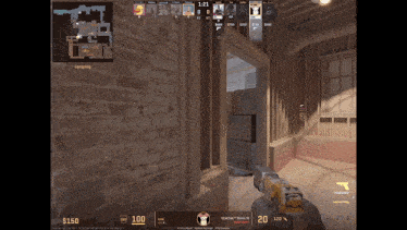 a screenshot of a video game shows a person holding a gun and says $ 150