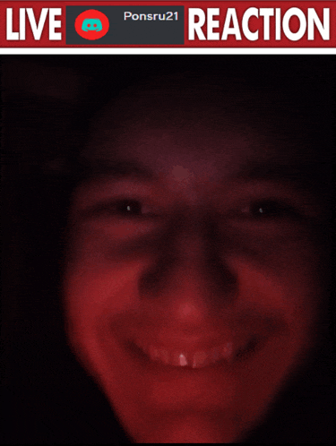 a picture of a person 's face with the words live reaction behind it