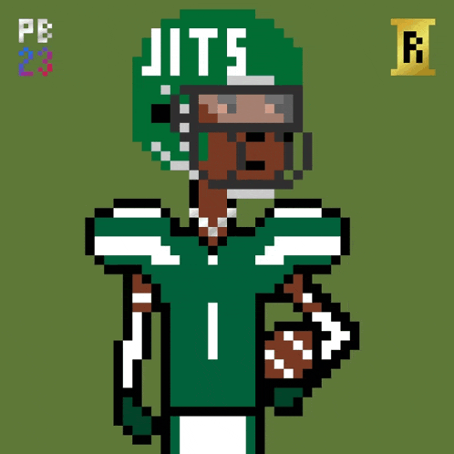 a pixel art of a football player with the number 1