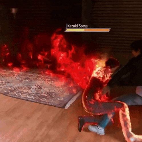a video game character named kazuki soma is fighting another character