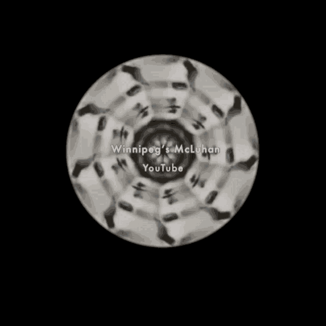 a black and white image with winnipeg 's mcluhan youtube in blue letters