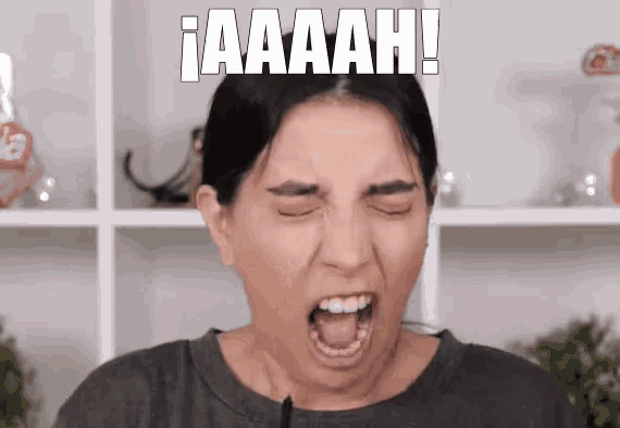 a woman with her mouth open and the word aaah above her head