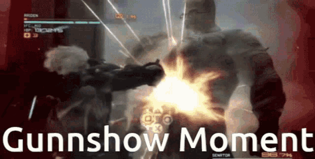 a video game screen with the words gunnshow moment