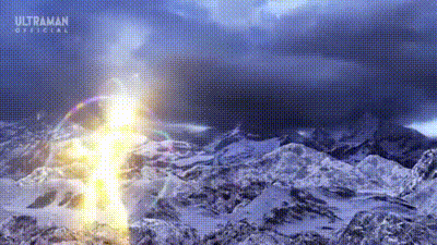 a glowing light is coming out of the ground in the middle of a mountain .