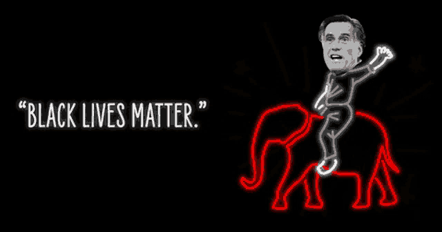 a cartoon of a man riding a donkey with the words " black lives matter " written below him