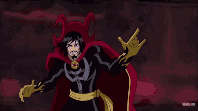 a cartoon of doctor strange with a marvel logo in the corner