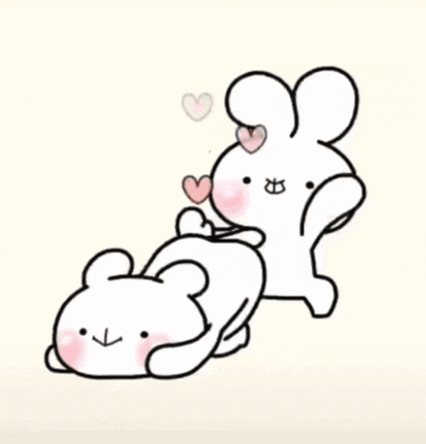 a drawing of a rabbit giving a bear a massage
