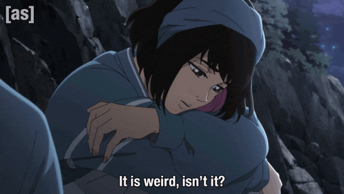 a girl is hugging another girl and says it is weird isn t it