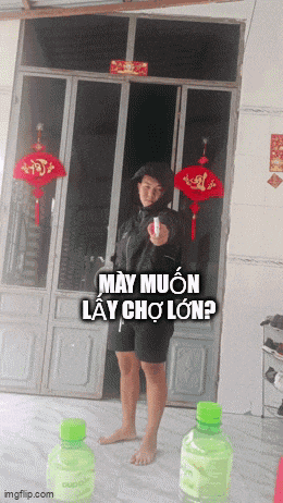 a man standing in front of a door with a bottle of water in front of him that says may muon