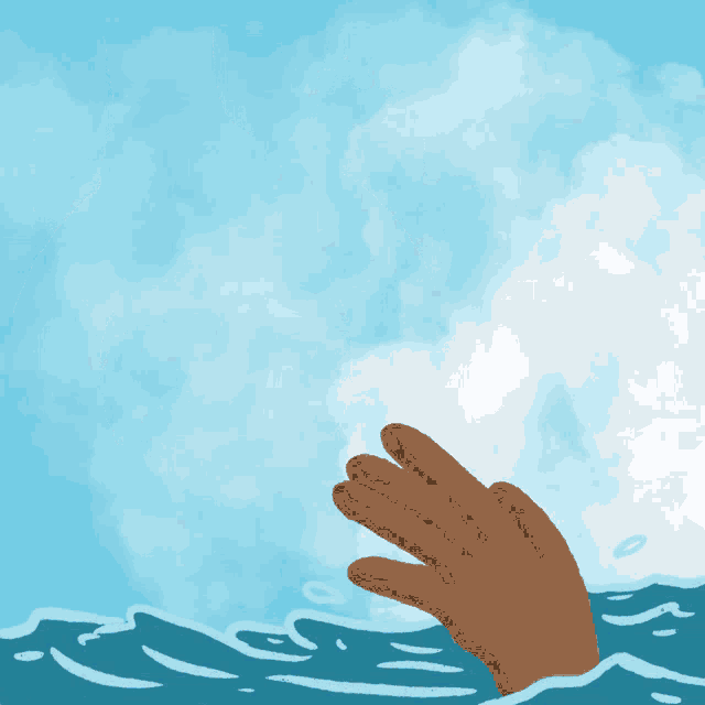 a hand reaches out towards a life preserver in the water