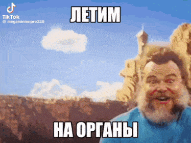 a man with a beard is making a funny face in front of a canyon and mountains