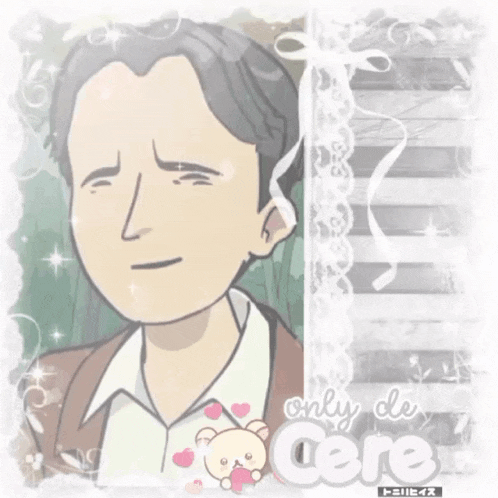 a cartoon drawing of a man with the words only de cere on the bottom