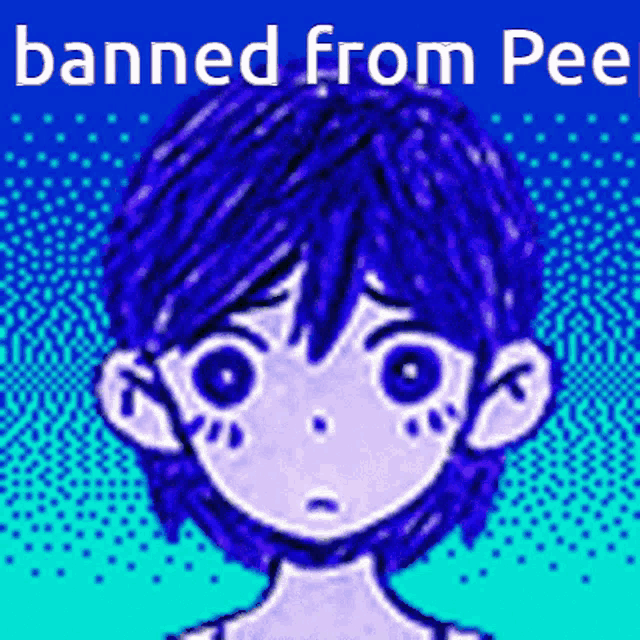 a pixelated image of a boy with the words banned from pee