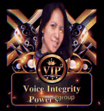 a picture of a woman with the words voice integrity power group