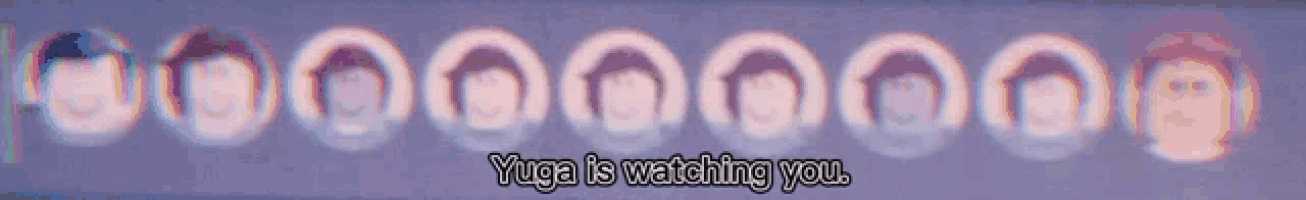yuga is watching you with a purple background