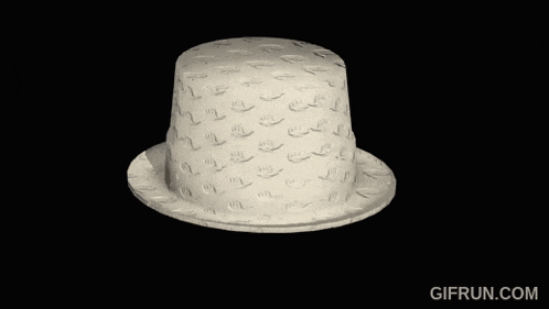 a 3d model of a top hat with a gifrun.com watermark
