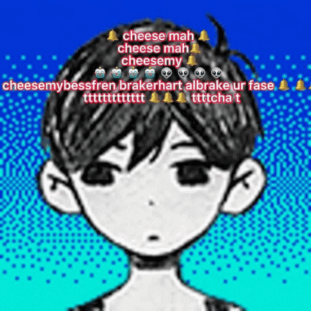a cartoon of a boy with the words cheese mah cheese mah cheesemy