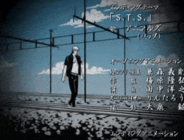 a cartoon of a man walking across a bridge with the words s.t.s. written on the bottom