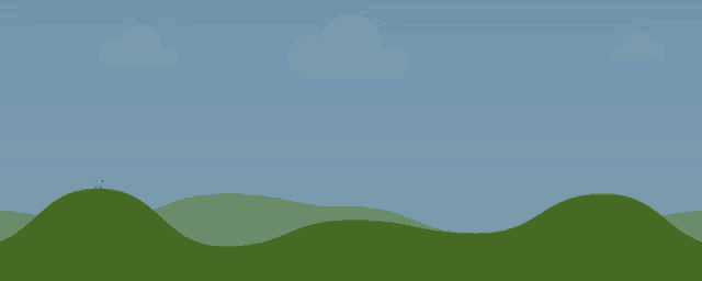 a blue sky with a few clouds and green hills