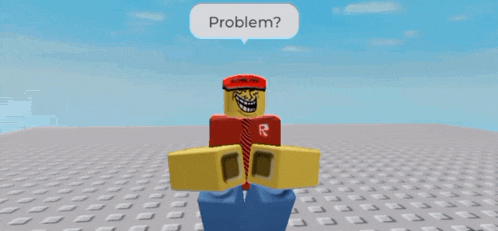 a cartoon character with a speech bubble that says " problem " on it