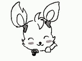 a black and white drawing of a rabbit laying on its back with a microphone in its mouth .