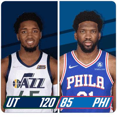 two basketball players one from the utah jazz and the other from the philadelphia phillies