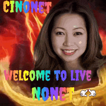 a picture of a woman with the words welcome to live nonet on the bottom