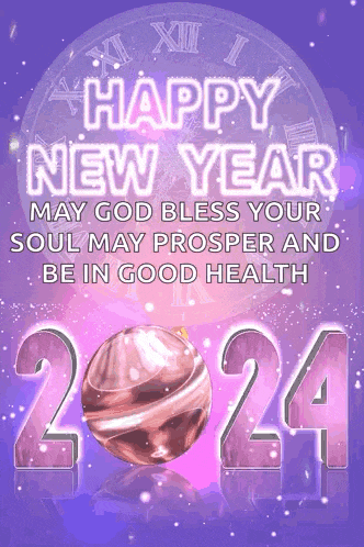 a happy new year greeting card with the number 2024 on it