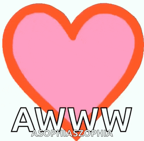 a pink and orange heart with the words i love you written inside of it