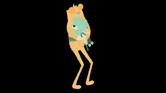 a cartoon monster is holding a smaller monster in its arms