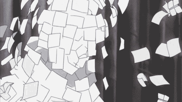a bunch of papers are flying in the air in a cartoon style .