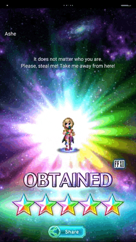 a screenshot of a game that says obtained