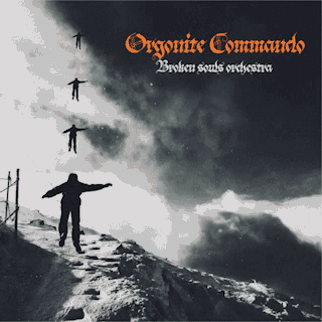 an album cover for broken souls orchestra shows a man on a snowy mountain