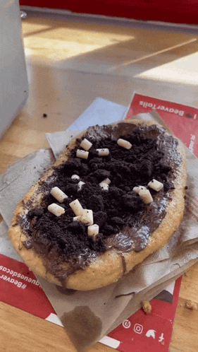 a sandwich with oreos and marshmallows on it