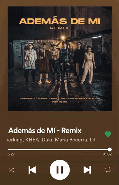 a playlist of a remix of ademas de mi