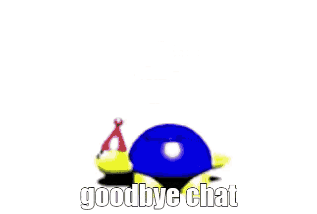 a picture of a cartoon character with the words goodbye chat written below it .