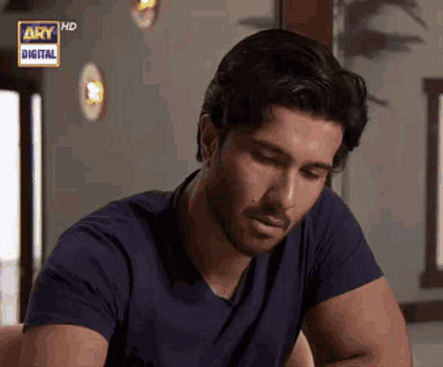 a man in a blue shirt is on ary digital channel