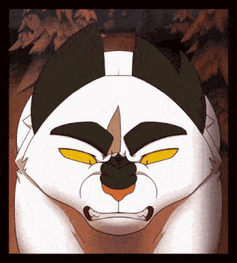 a cartoon drawing of a cat with an angry expression