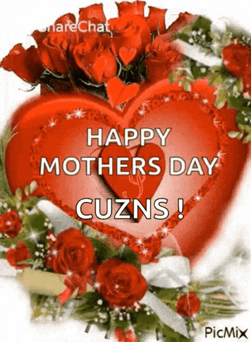 a happy mother 's day card with a heart surrounded by roses