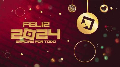 feliz 2024 gracias por todo is written in gold letters