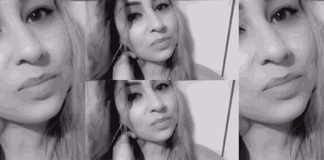 a black and white collage of a woman 's face .